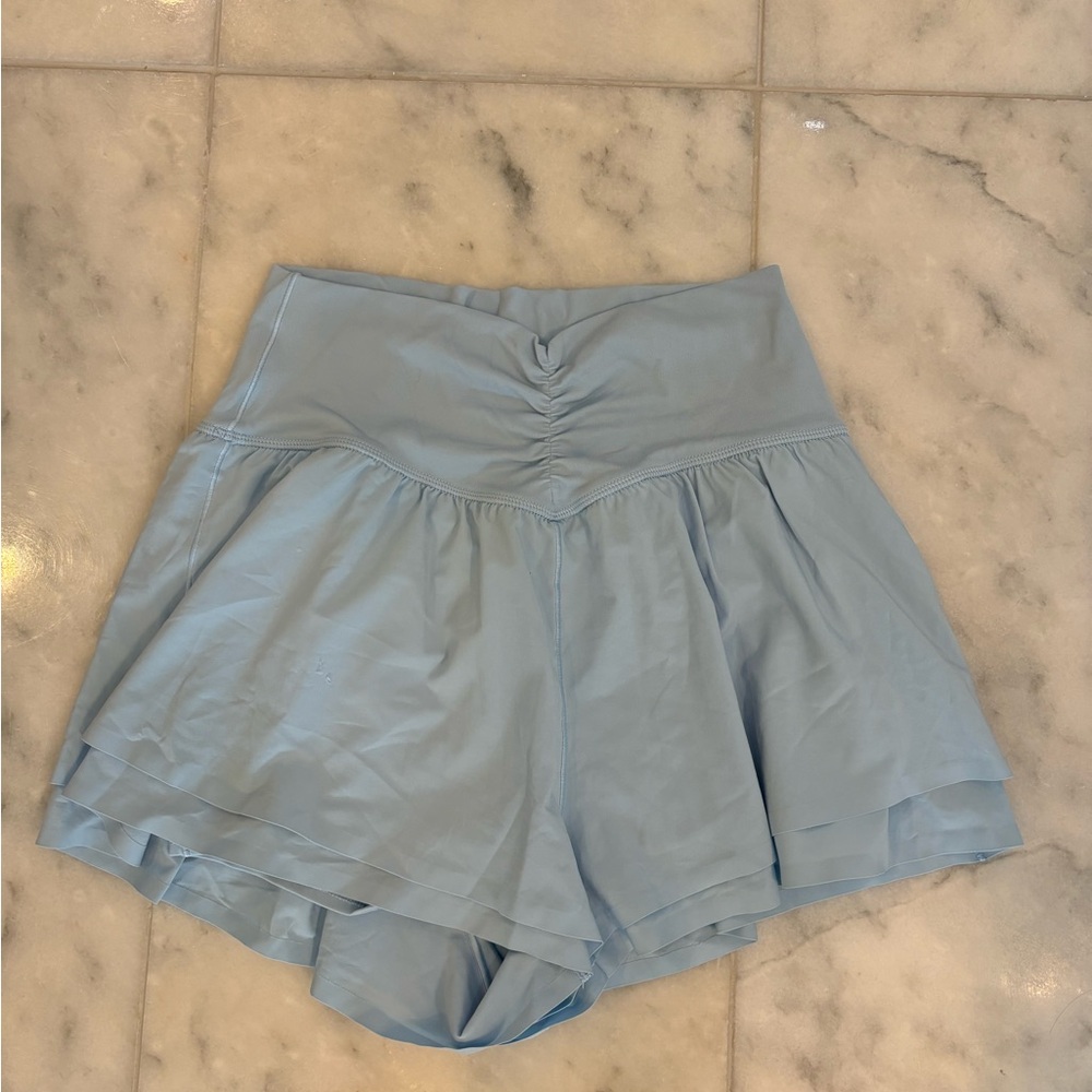 Aerie Light Blue Cinched Athletic Shorts